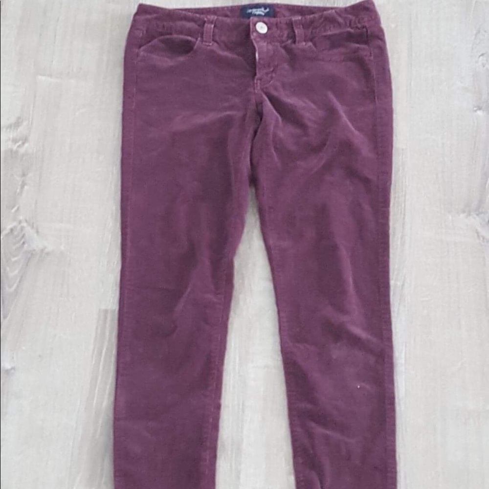Corduroy burgundy pants.
